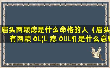 眉头两颗痣是什么命格的人（眉头有两颗 🦉 痣 🐶 是什么意思）